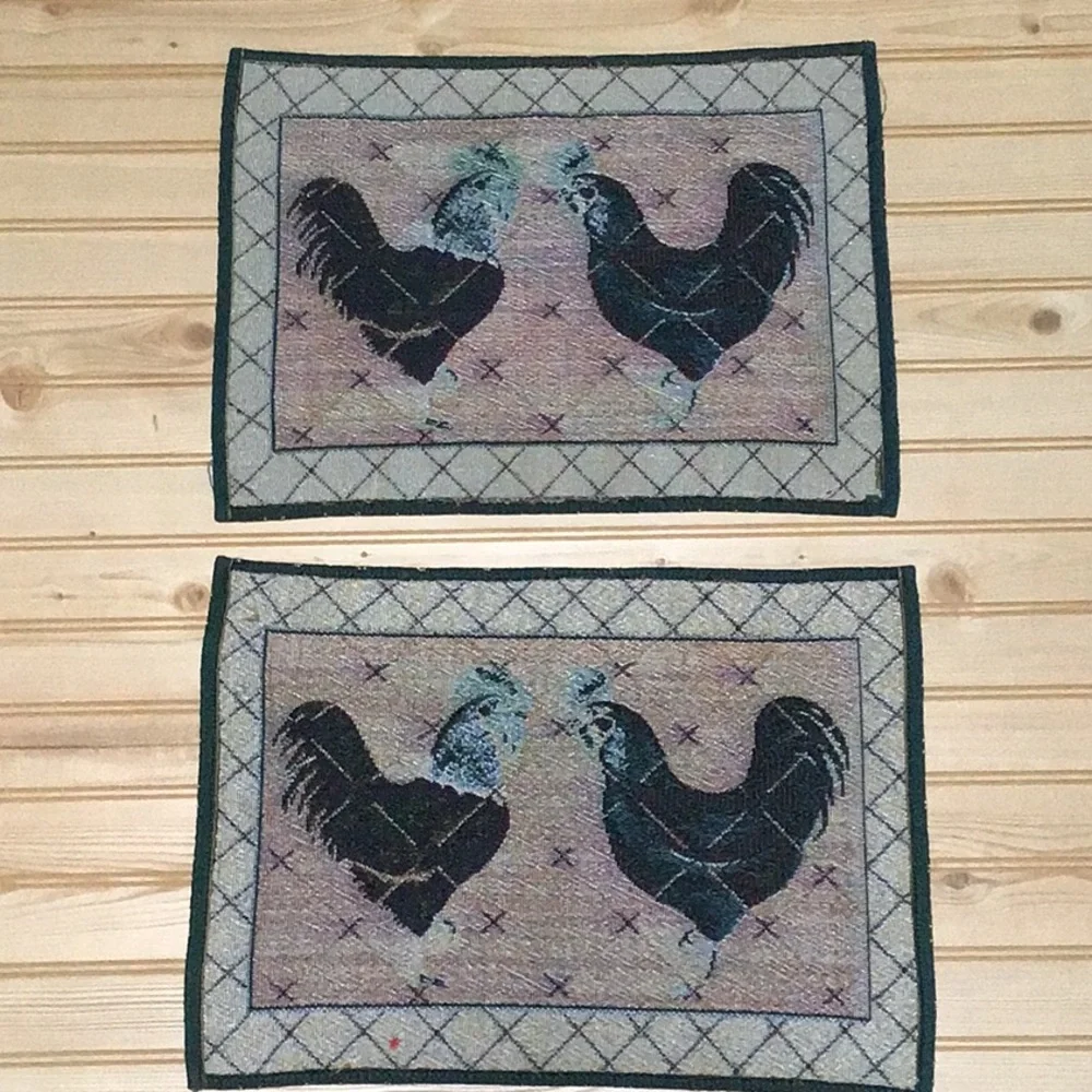 Set of 2 Chicken Rooster Farmhouse Country Barnyard Animal‎ Tapestry Placemats